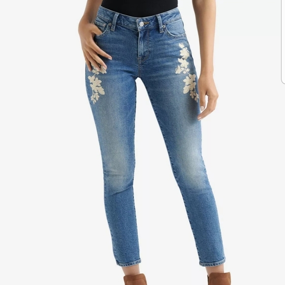 Lucky Brand Denim - Lucky Brand Floral Embroidered Skinny Jeans  14/32